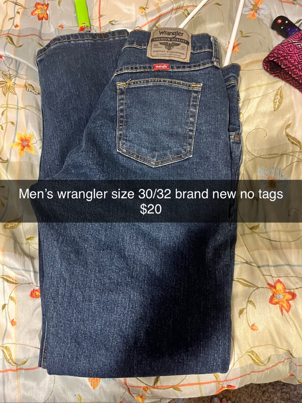 Wrangler Men's Straight Jeans - Dark Blue Denim